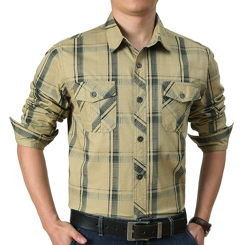 Мужская весенне-осенняя новая рубашка с длинным рукавом, Мужская молодежная клетчатая рубашка, Новая повседневная рабочая одежда больших размеров Tide 8001