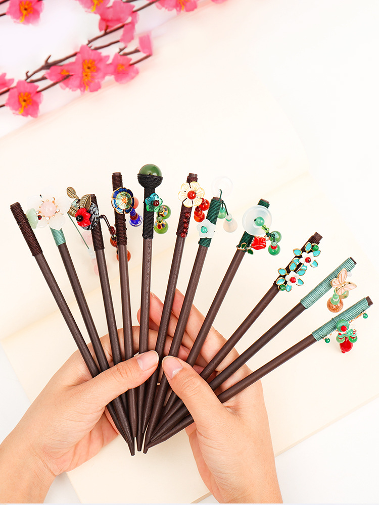 新款複古漢服發簪古裝長款木質流蘇發钗超仙氣質頭飾盤頭配飾發飾