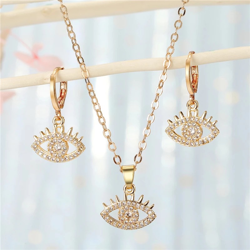 Alloy Demon Eye Necklace Fashion Earrings display picture 1