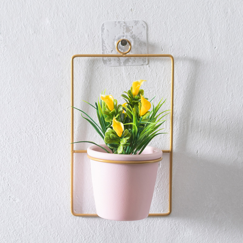 Decoración de la pared florero floral maceta de plástico soporte de la flor del hierro creativo colgante decoración arreglo floral decoración fabricante