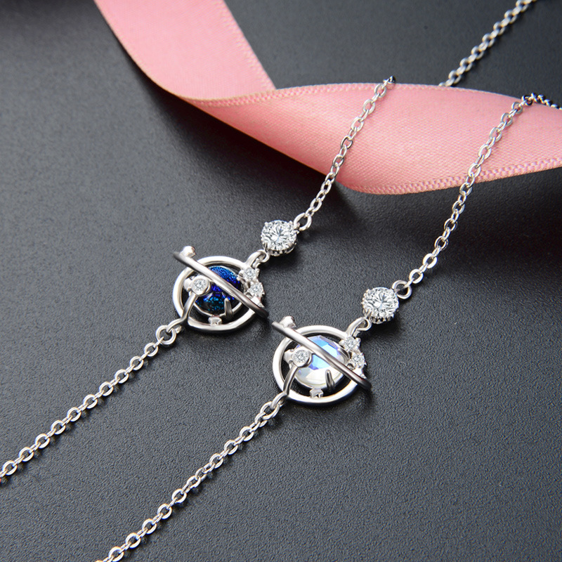 Japonés y coreano s925 pulsera de plata moda mujer Moonstone estrella pulsera simple todo partido joyería suministro directo de fábrica