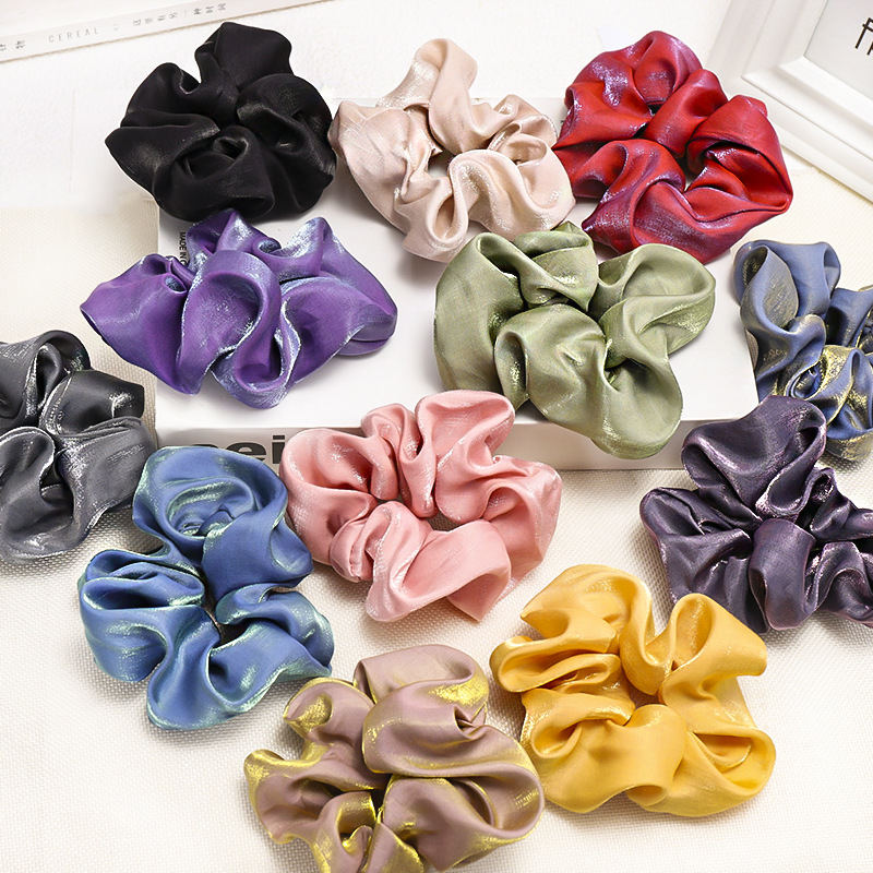 Fashion And Colorful Bright Silk Art Large Intestine Ring Bundle Hair Scrunchies Wholesale Nihaojewelry display picture 13