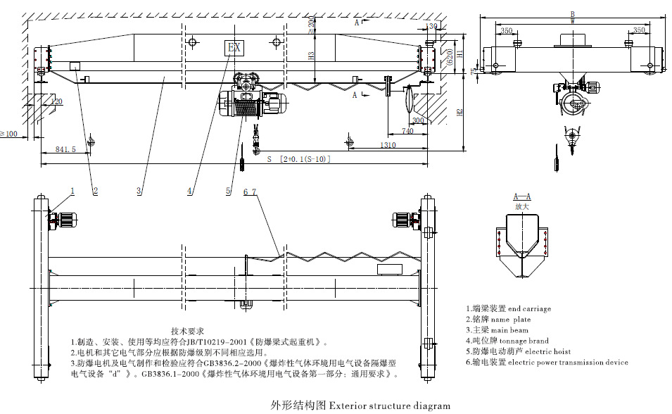 LB型防爆电动单梁起重机 结构图