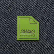 1472#_Swag激光标 潮牌服装织唛夹克布贴男装商标LOGO