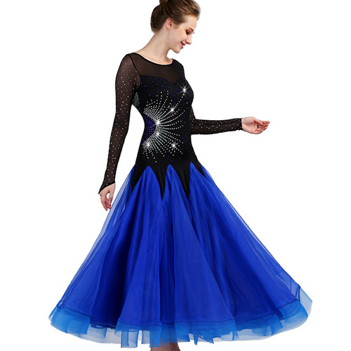 Royal blue black Ballroom  Dance Dresses for Women Girls  high-end waltz tango posed dress skirt dancing ballroom dancing