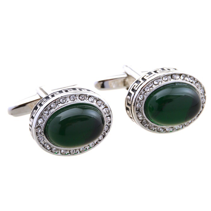 Jiuhui factory green gemstone cufflinks crystal diamond zircon cuff nails French agate cufflinks unisex boutique_voghion.com