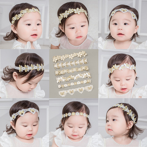 20804 baby hollow lace headband, forest embroidered flower headband, children's daisy elastic headband