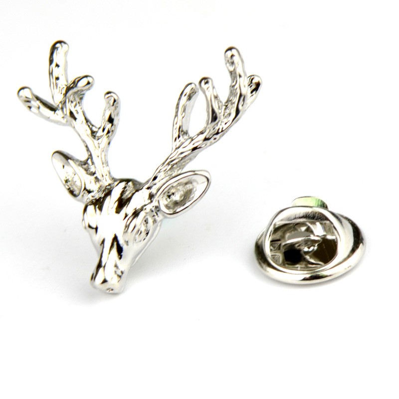 2020新款 英博 鹿角鹿頭聖誕節西裝襯衫領針粘鑽別針精致胸花造型