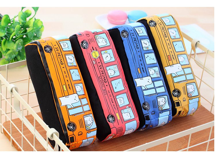 Car Canvas Class Learning Cute Pencil Case display picture 6