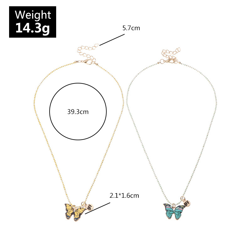 Fashion Color Butterfly Necklace Girls Alloy Drip Oil Color Hip Hop Clavicle Chain Wholesale display picture 15