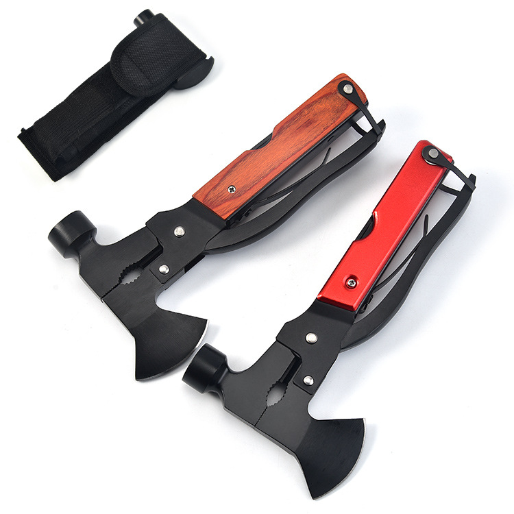 不锈钢发黑彩木多功能斧头锤野外求生工具野营防身安全锤