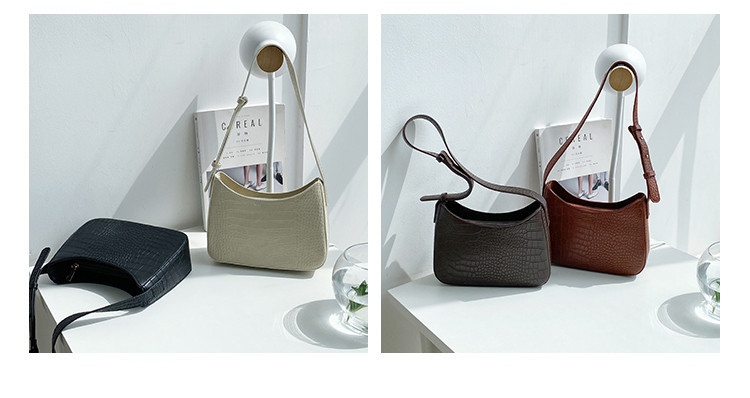 Crocodile pattern armpit women, niche design, high-end PU styling handbag, Korean version shoulder bag for women_voghion.com