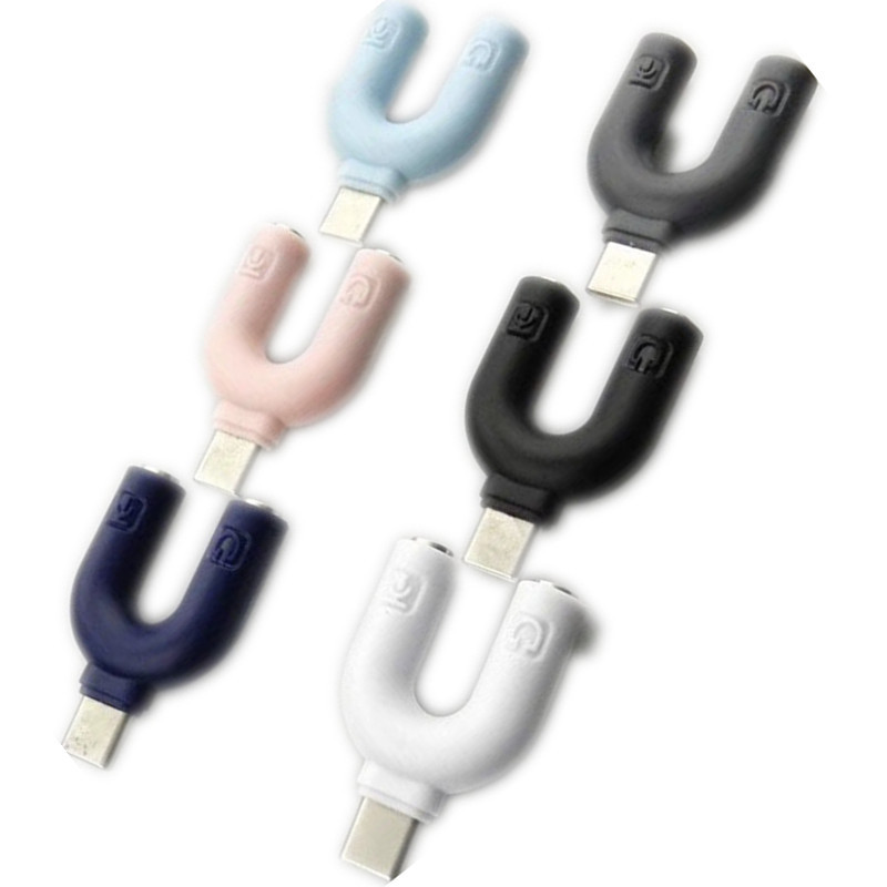 马卡龙TYPEC分线器 适用华为U形一分二音频耳机电脑手机转接头3.5