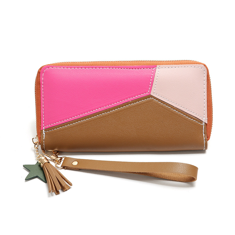 Korean Stitching Women's Wallet Card Bag Color Matching Mobile Phone Bag Card Bag display picture 14