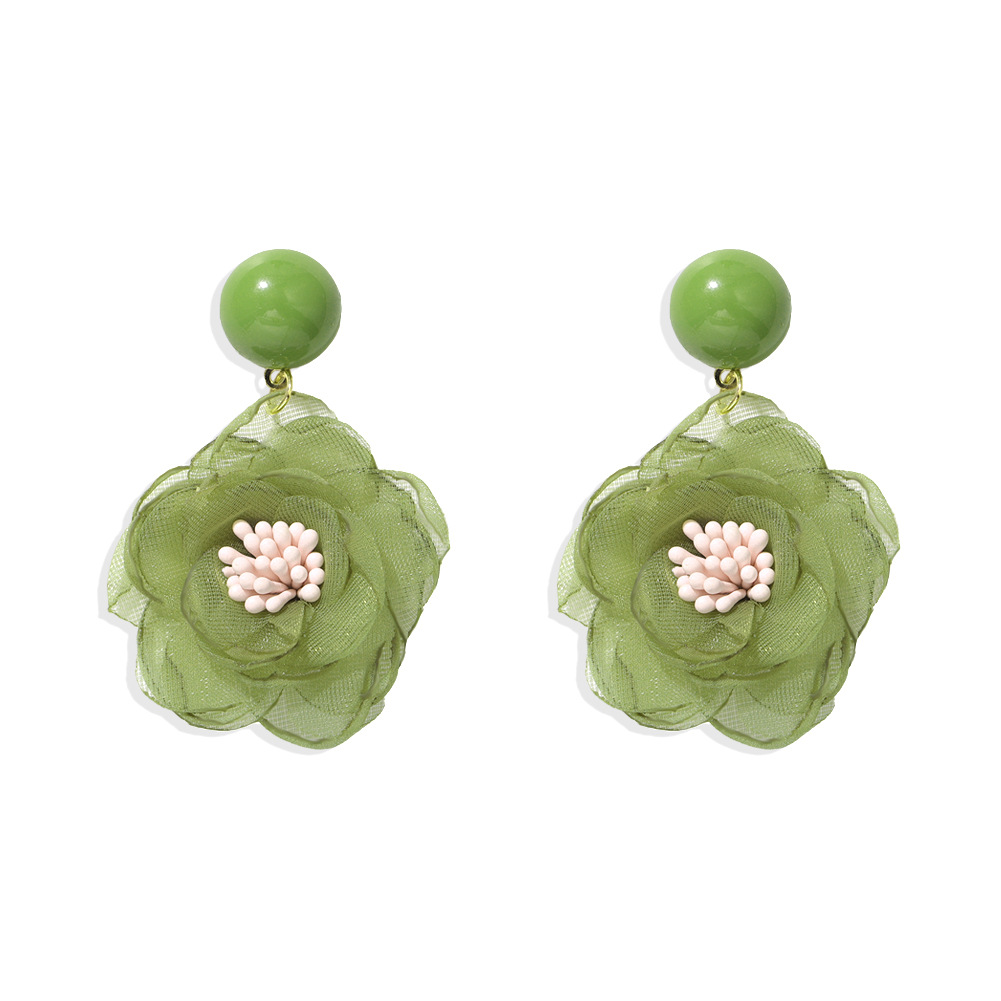 New Trend Cute Chiffon Flower Earrings Wholesale Nihaojewelry display picture 14