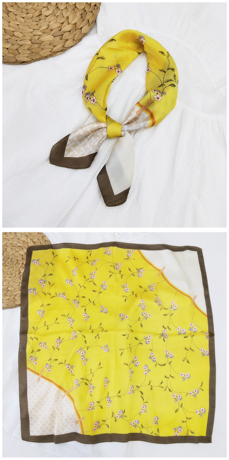 60g Weight Silk Scarf Classification Travel Occasion Silk Material Unisex Gender Printing Design Sweet Style Khaki, Grey, Red, Green, Blue, Yellow, Black Color 70 Small Square Scarf Silk Scarf Women Summer Neck Scarf Neck Protector Korean Thin Scarf 4