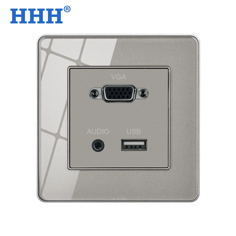Multimedia socket panel AV headset audio Lotus three -hole socket+3.5 audio with single -port USB socket surface
