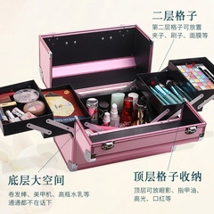 Aluminum alloy cosmetic case, portable large-capacity beauty salon, nail art tattoo and embroidery storage toolbox, one piece for wholesale