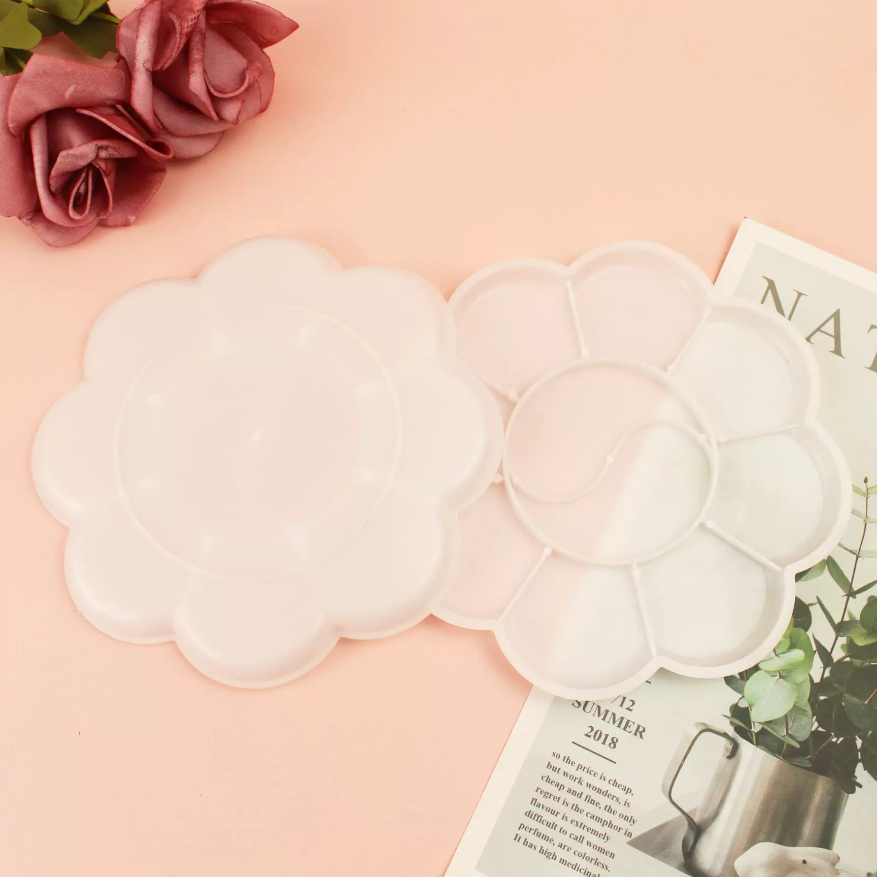 diy儿童绘画梅花形调色盘 美术用品 水粉 丙烯颜料调色盘DIY涂鸦