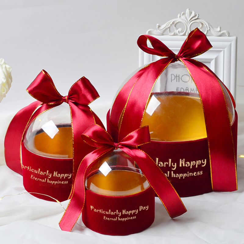 婚庆用品伴手礼喜糖盒包装圆形绒布纸盒鲜花礼品包装盒现货可定制