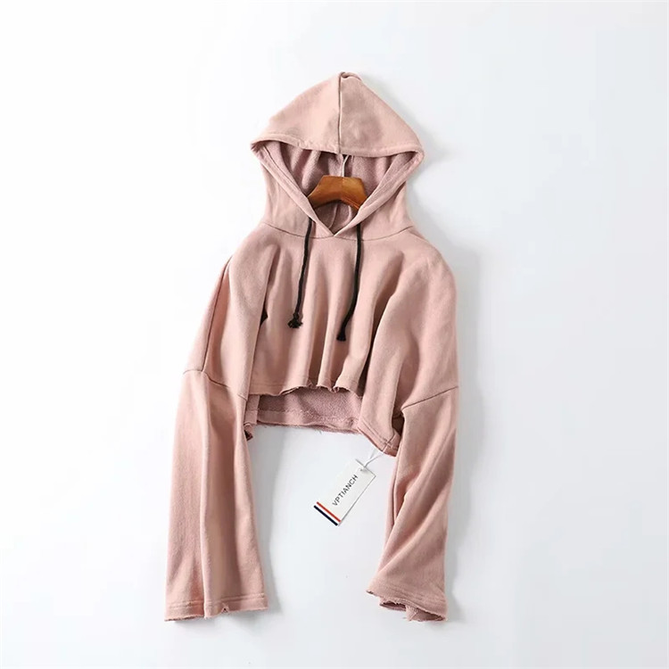 Fashion short cropped hooded loose thin spring and autumn sweatshirt NSLD28905