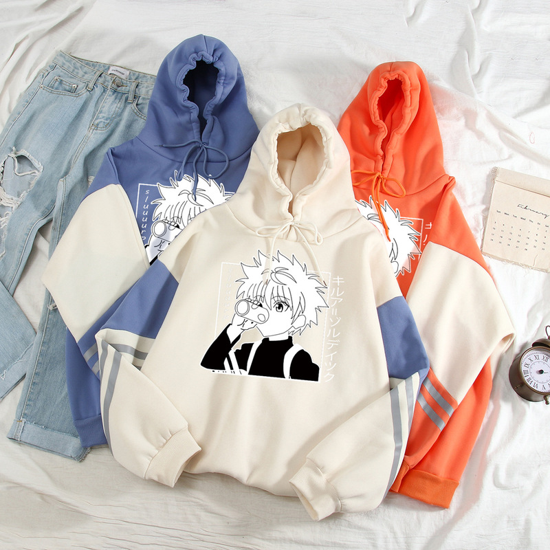 Autumn and Winter New Color Contrast Hoodie Full-time Hunter Series Loose plus size fleece-lined Thickened Top Color-matching Sweater