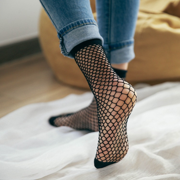 2020 fishnet socks socks Korean short so...