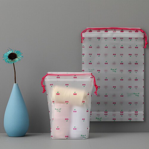 Matte PE drawstring pocket cartoon drawstring bag drawstring travel shoe bag face towel storage plastic bag