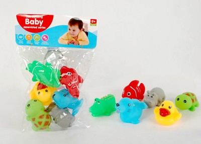 儿童浴室洗澡戏水玩具 捏捏叫彩色小动物组合 环保PⅤC玩具批发|ms