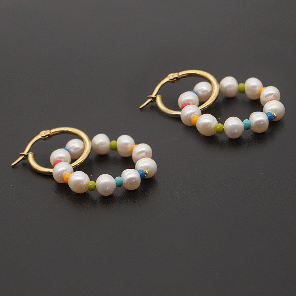 Hot Selling Special-shaped Pearl Rice Bead Earrings display picture 6