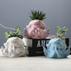 Supply: Cute Character Angel Succulent Flower Pots for International Trade – Simple, Creative, and Unique White Ceramic Plant Pots for Your Desk