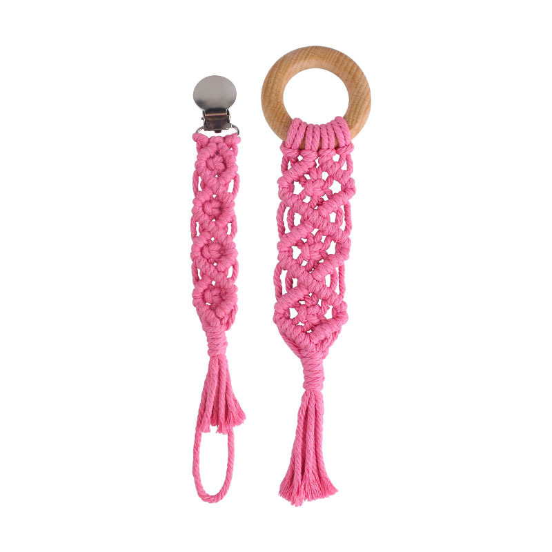 Popular plana pezón clip de haya anillo de juguete de los niños DIY bebé creativo hecho a mano tejido pezón cadena traje