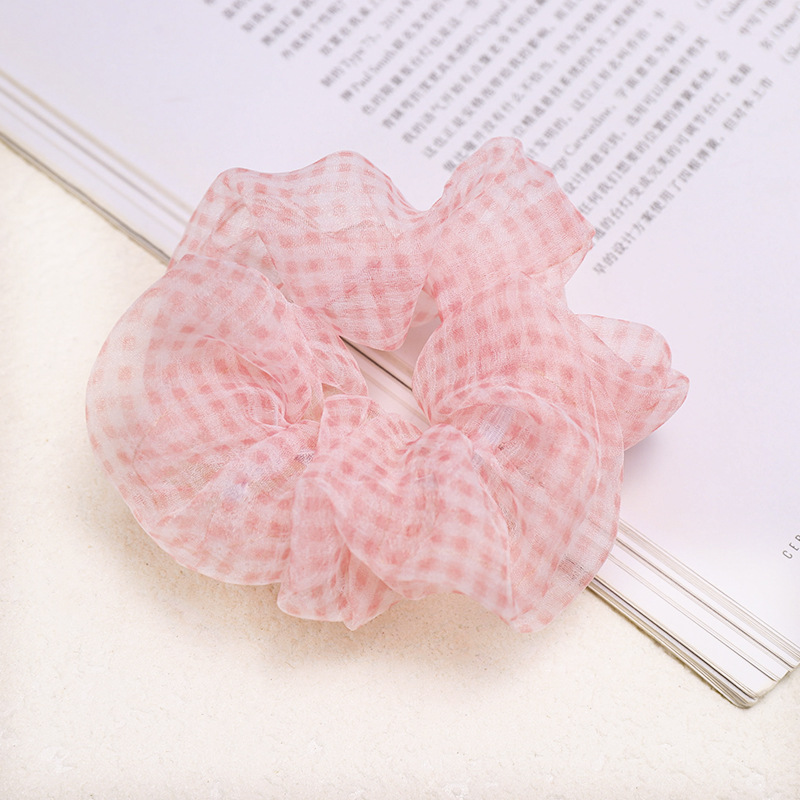 Mesh Plaid Hair Rope Large Intestine Hair Ring Ball Head Rubber Band Tie Hair Scrunchies Wholesale Nihaojewelry display picture 9