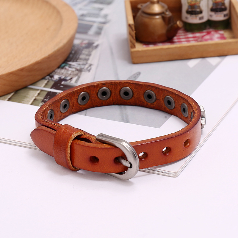 Punk fashion Retro Star-shaped alloy Leather Bracelet Accessories Jewelry nihaojewelry