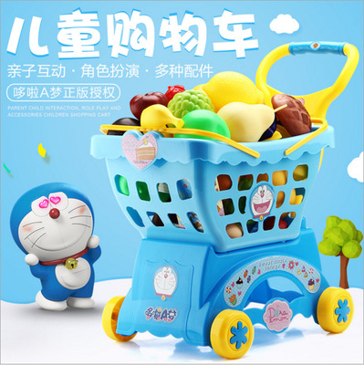 Doraemon simulation children Play house wheelbarrow toy girl supermarket Shopping Cart 3-6 year