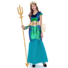 万圣节codplay美人鱼服装 成人希腊神话女神娜迦海妖海神装扮服装