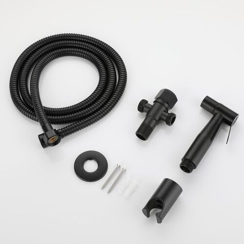 No punching black 304 stainless steel toilet bidet spray gun set booster nozzle body toilet flusher