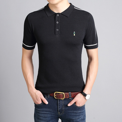 厂家直销2020夏季韩版时尚休闲男针织衫套头T恤polo衫修身短袖男|ms
