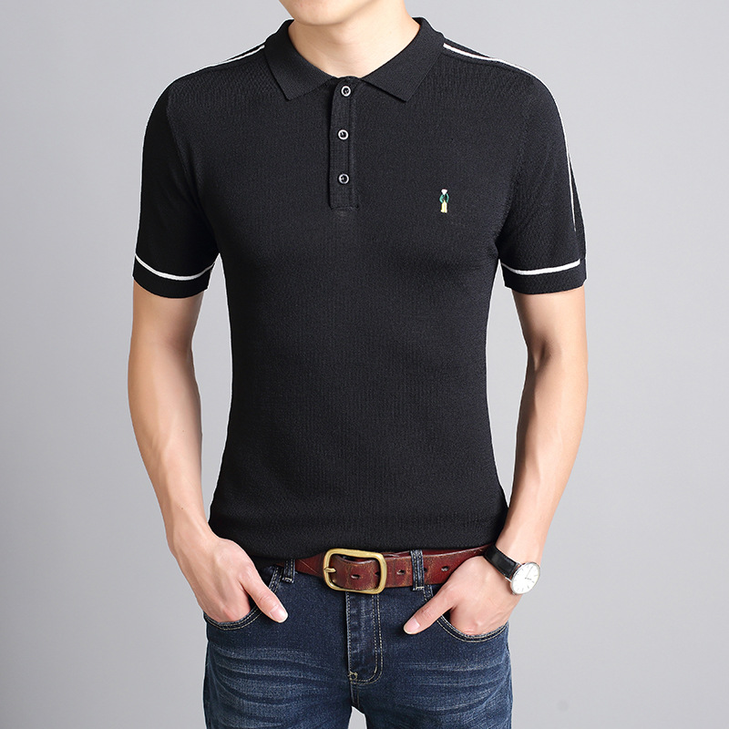 厂家直销2020夏季韩版时尚休闲男针织衫套头T恤polo衫修身短袖男|ms