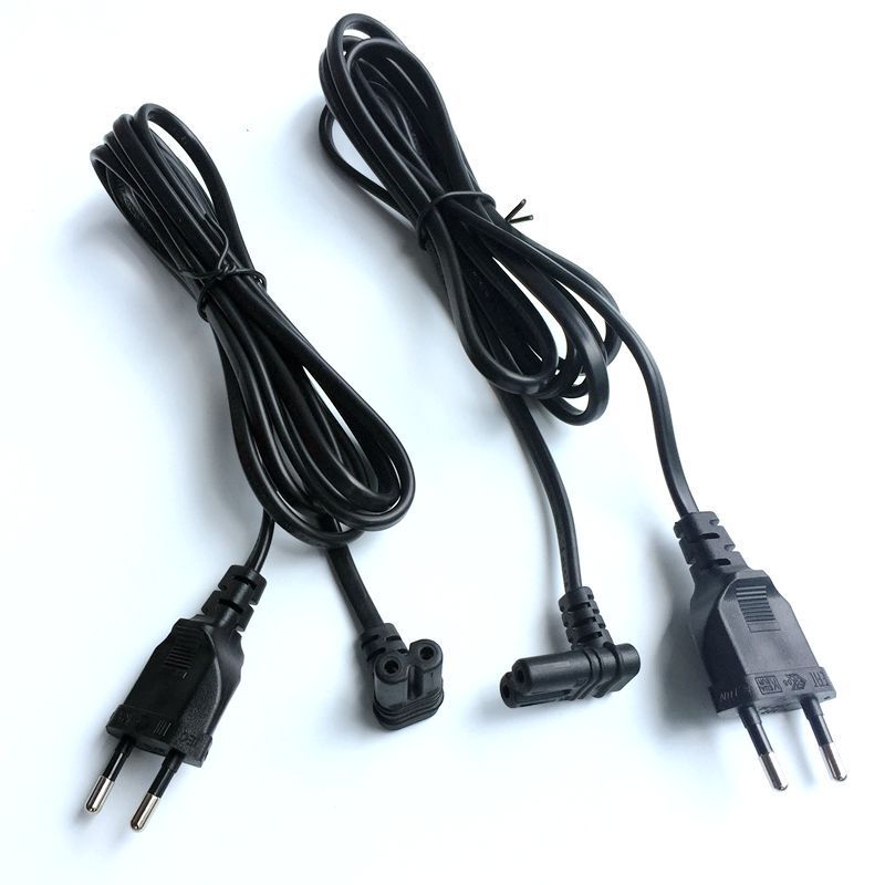 90-degree elbow European standard two-plug 8-tail L-type CE European standard two-plug audio beauty nail table lamp power cord