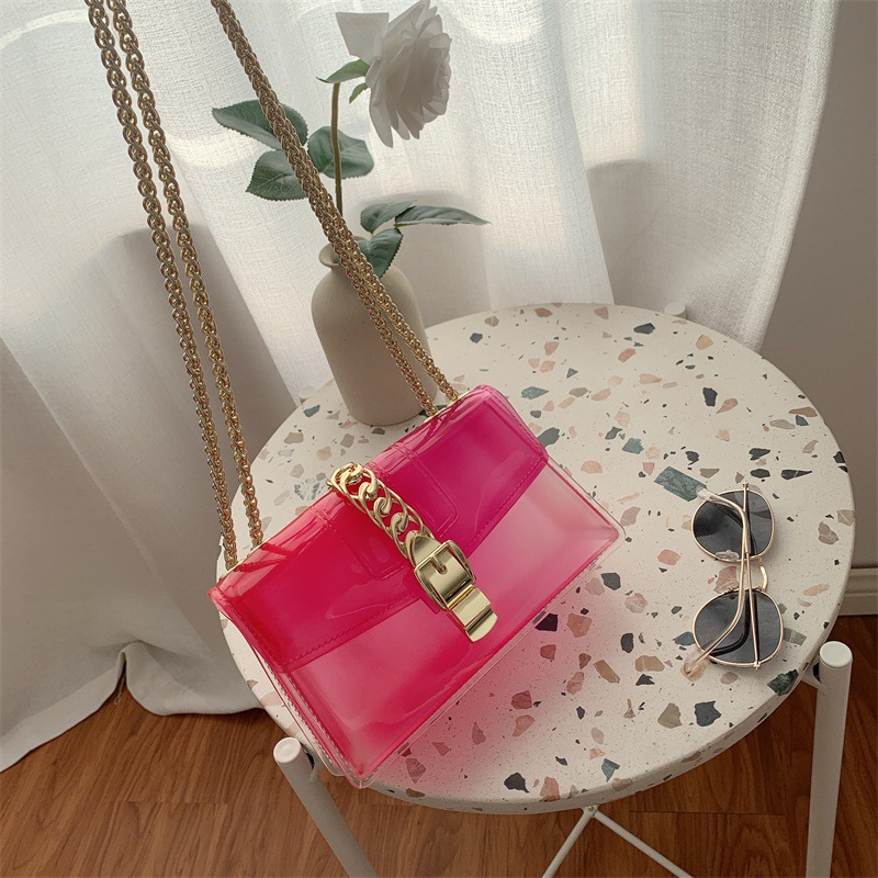 Summer 2025 new gradient jelly bag, fashionable color-blocking chain bag, crossbody single-shoulder bag, ladies' small bag undefined