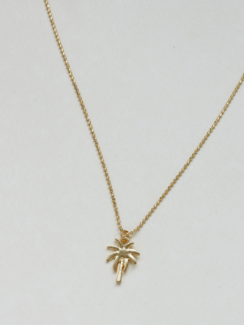 New Coconut Tree Plant Pendant Metal Texture Necklace Wholesale display picture 3