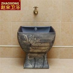 Retro new Chinese style ceramic integrated square mop basin bathroom large mop sink balcony duster trough outdoor