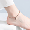 Ankle bracelet stainless steel, golden red fashionable small bell for elementary school students, Korean style, 18 carat, pink gold, simple and elegant design