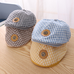 Children's Foreign Trade Beanie Spring and Autumn New Fashion Checkered Duckbill Hat for Boys and Girls Street Forward Hat
