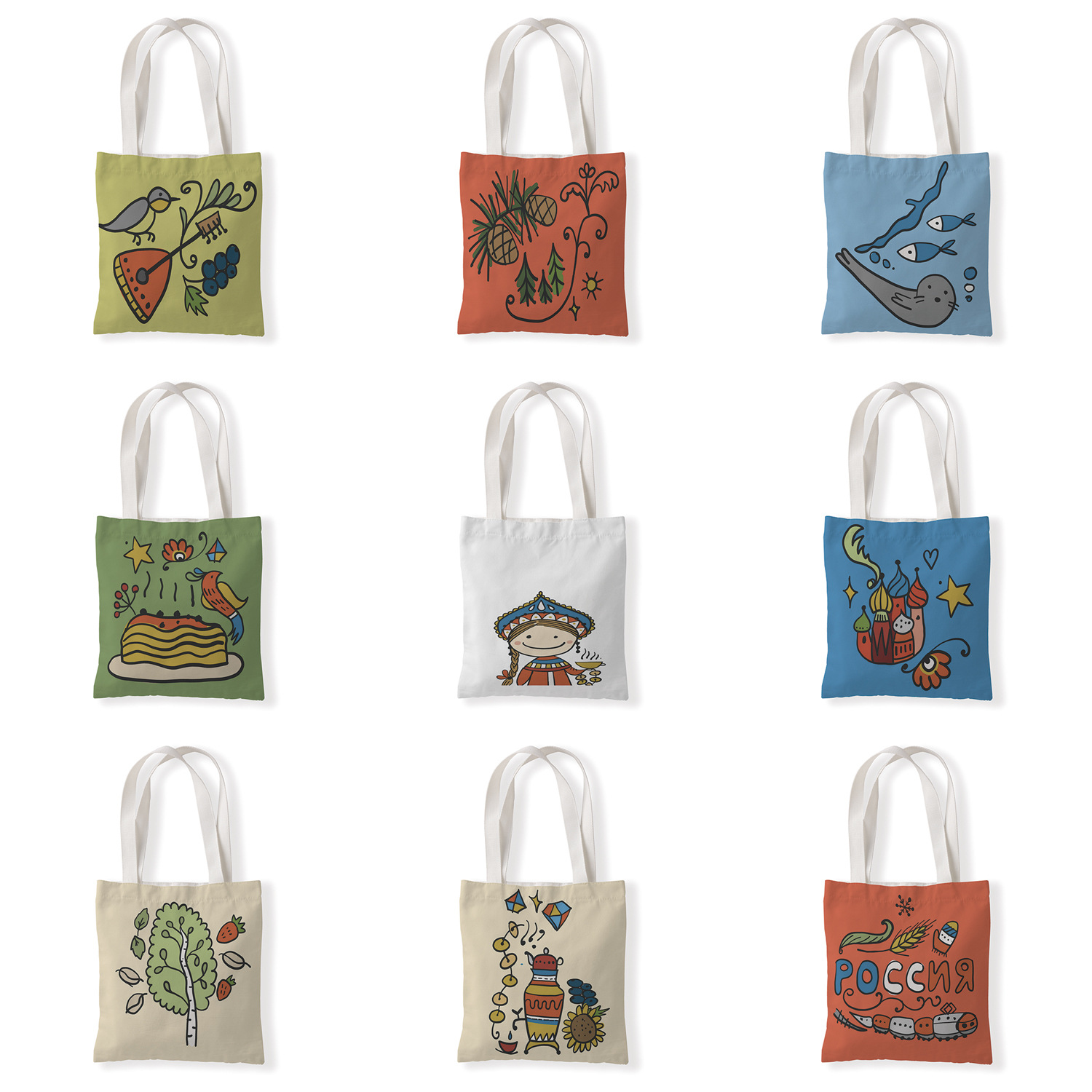 创意可爱卡通印花帆布袋单肩袋休闲百搭包手拎零钱袋环保购物袋