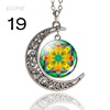 Mandala pendant retro hollow crescent necklace mandala flower totem Time gem jewelry supply