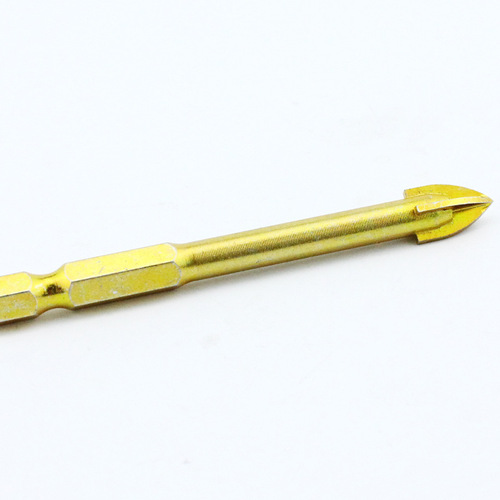 Hexagonal handle copper-plated ceramic triangular glass tile hole opener concrete hole expander twist cross alloy drill bit