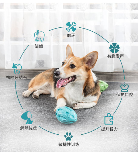 Pet Toy Bite-Resistant Sound Rugby Dog Relief Rubber Teething Interactive Pet Supplies Wholesale