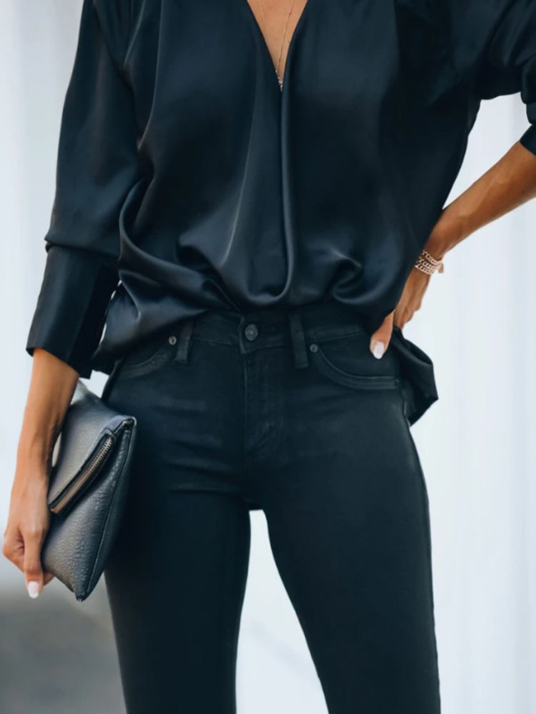 Suministro transfronterizo europeo y americano Comercio exterior transfronterizo clásico retro negro stretch Jeans para mujeres